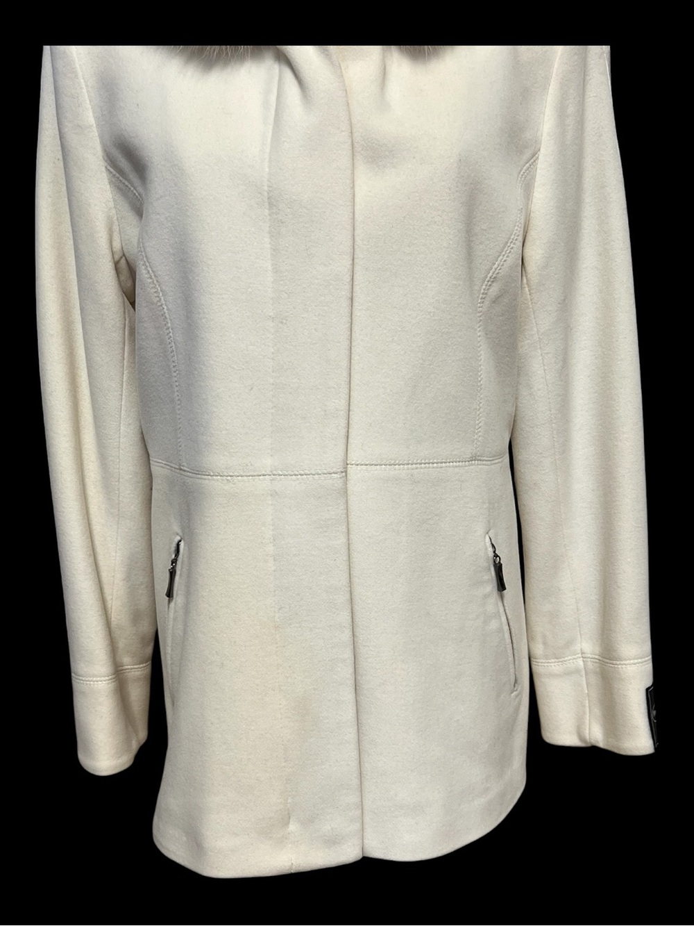EUC Pendleton Wool Cashmere Cream Faux Fur Hood Coat | Size Small - Picture 4 of 14
